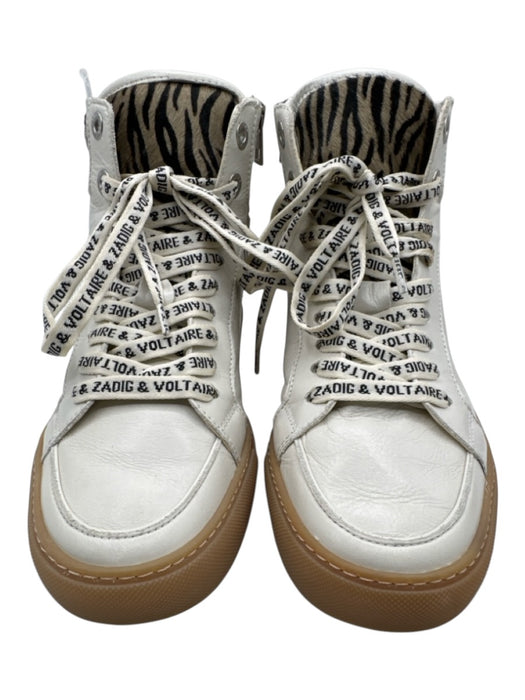 Zadig & Voltaire Shoe Size 39 White & Brown Leather Pony Hair Detail Sneakers White & Brown / 39