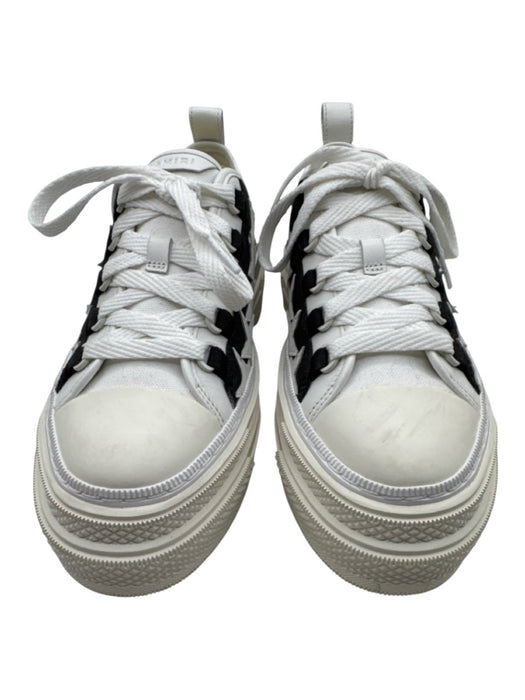 Amiri Shoe Size 38 White & Black Canvas Lace Up stars Low Top Platform Sneakers White & Black / 38