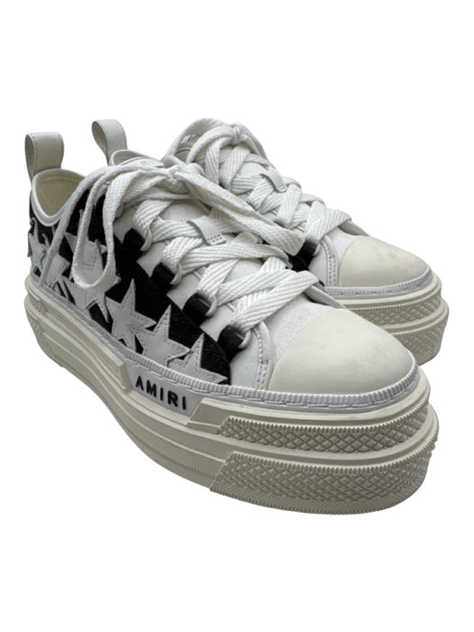 Amiri Shoe Size 38 White & Black Canvas Lace Up stars Low Top Platform Sneakers White & Black / 38