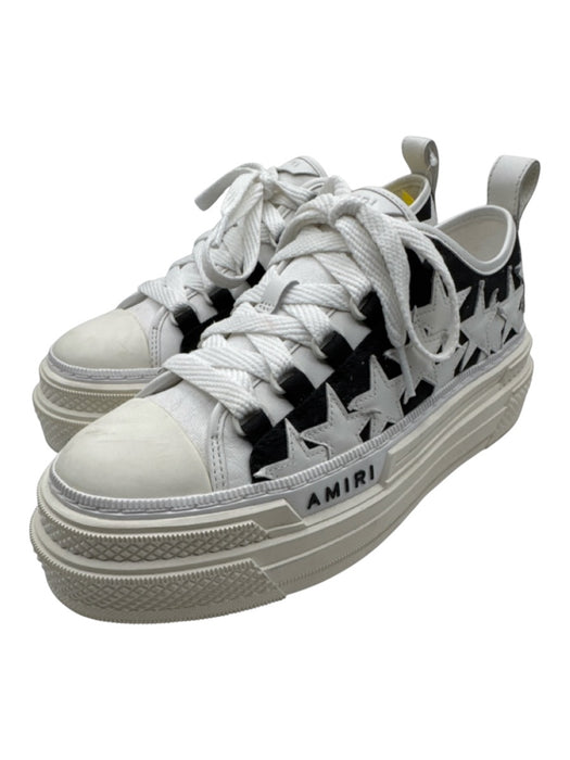 Amiri Shoe Size 38 White & Black Canvas Lace Up stars Low Top Platform Sneakers White & Black / 38