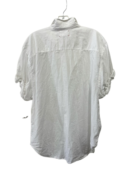 XiRENA Size L White Cotton Short Sleeve Blouse Top White / L