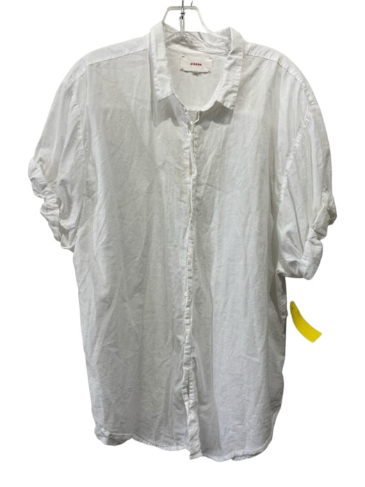 XiRENA Size L White Cotton Short Sleeve Blouse Top White / L