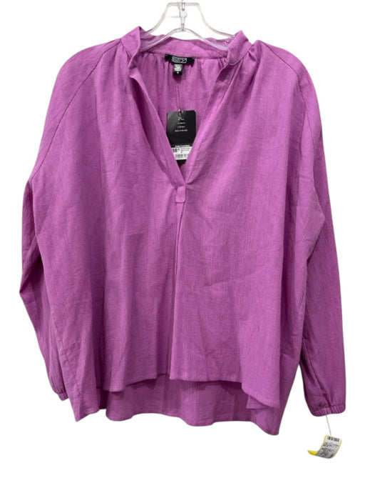 Natalie Busby Size M Lavender Purple Cotton Long Sleeve Split V neckline Top Lavender Purple / M