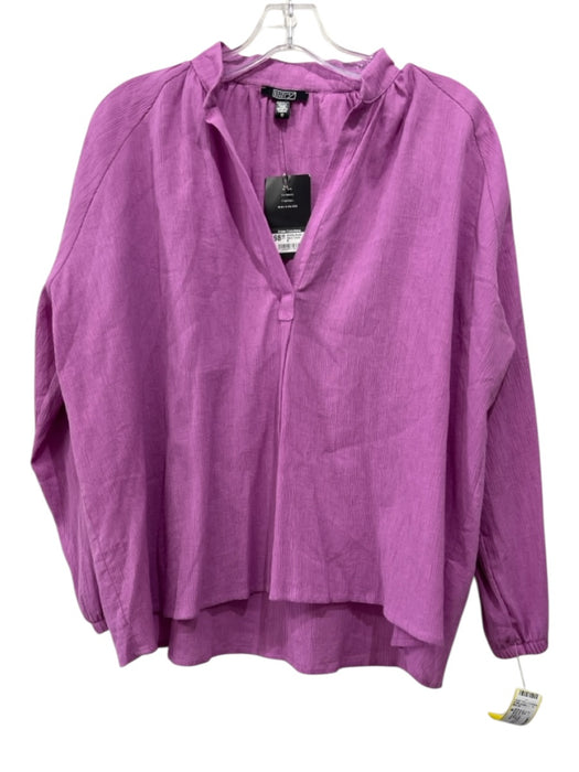 Natalie Busby Size M Lavender Purple Cotton Long Sleeve Split V neckline Top Lavender Purple / M