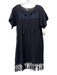 Ulla Johnson Size 4 Black & Blue Cotton Short Sleeve Knit Embroidered Dress Black & Blue / 4