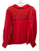 Alice + Olivia Size L Red Linen Long puff sleeve Crochet Lace Blouse Top Red / L