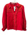 Alice + Olivia Size L Red Linen Long puff sleeve Crochet Lace Blouse Top Red / L