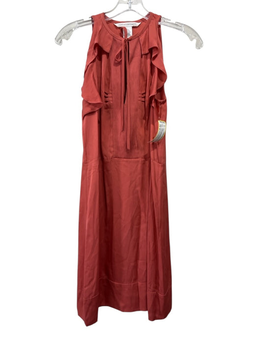 Diane Von Furstenberg Size 4 Peach Orange Silk Sleeveless Pintuck Dress Peach Orange / 4