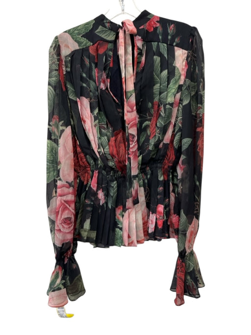 Hemant & Nandita Size XS Black, Pink, Green Polyester Long puff sleeve Top Black, Pink, Green / XS