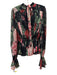 Hemant & Nandita Size XS Black, Pink, Green Polyester Long puff sleeve Top Black, Pink, Green / XS