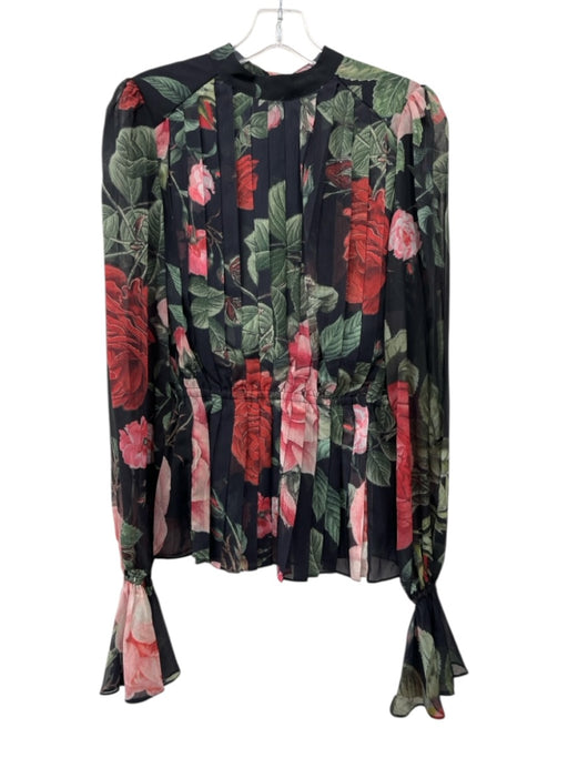 Hemant & Nandita Size XS Black, Pink, Green Polyester Long puff sleeve Top Black, Pink, Green / XS