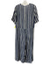 M.I.H Jeans Size S Navy Blue & White Silk Short Sleeve Stripe V Neck Jumpsuit Navy Blue & White / S