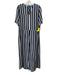 M.I.H Jeans Size S Navy Blue & White Silk Short Sleeve Stripe V Neck Jumpsuit Navy Blue & White / S