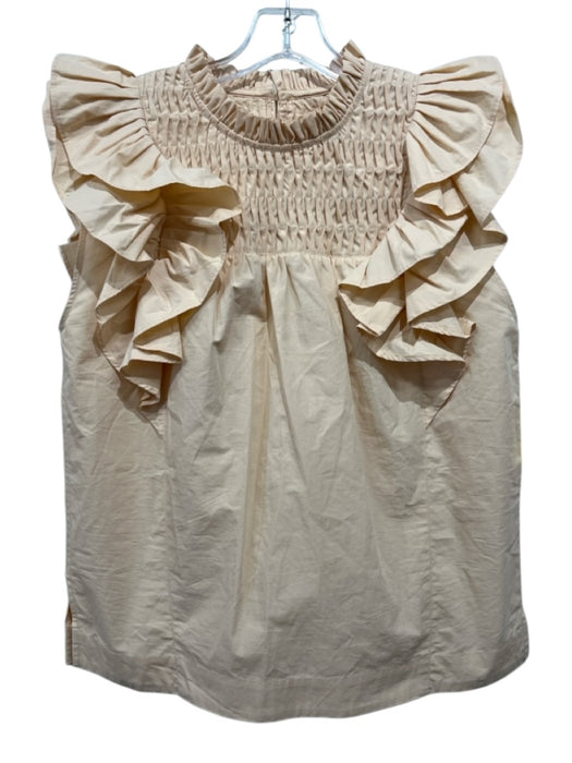 Magali Pascal Size M Light Orange Cotton Ruffle Cap Sleeve Gathered Bodice Top Light Orange / M