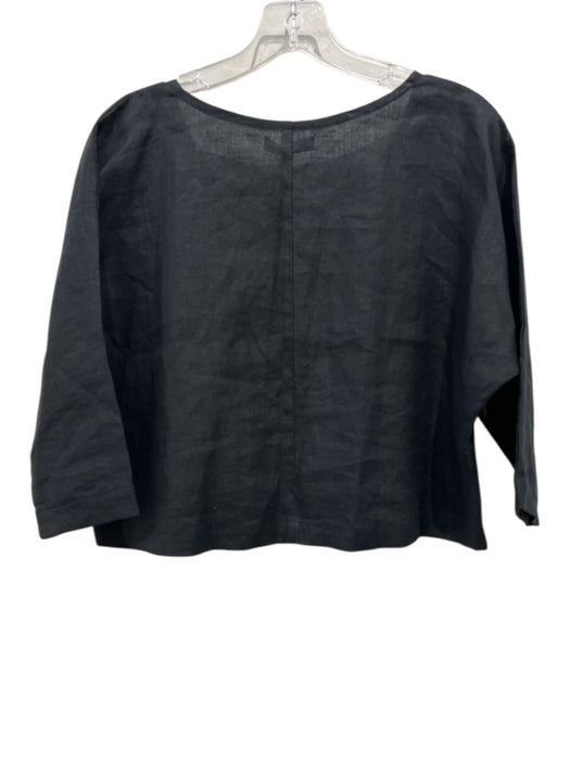 FREE the Label Size XS Black Linen 1/2 Sleeve Wide Neck Top Black / XS