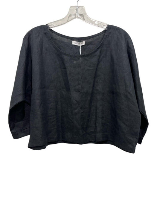FREE the Label Size XS Black Linen 1/2 Sleeve Wide Neck Top Black / XS