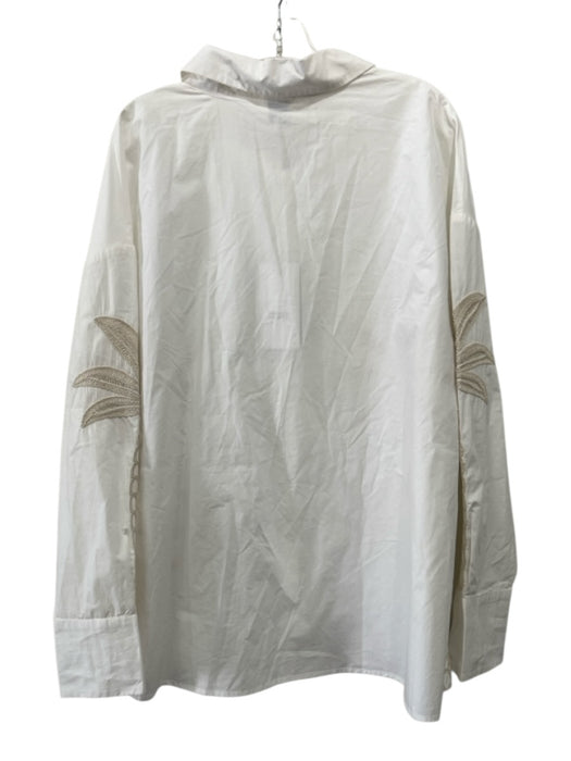 Hemant & Nandita Size L White & Beige Cotton Long Sleeve Crochet Detail Top White & Beige / L