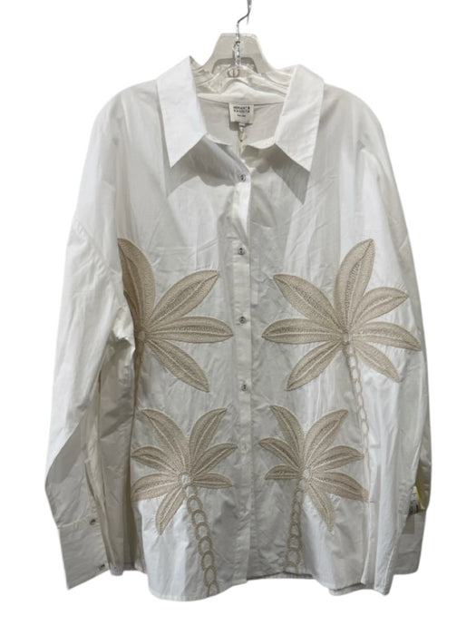 Hemant & Nandita Size L White & Beige Cotton Long Sleeve Crochet Detail Top White & Beige / L