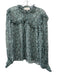 Cleobella Size S Blue, Brown, Multi Viscose Long puff sleeve Metallic Stripe Top Blue, Brown, Multi / S