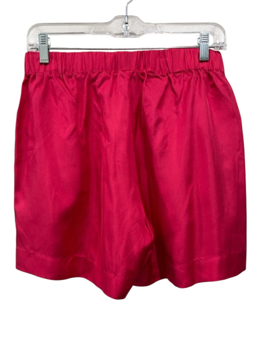 Asceno Size S Hot pink Silk Elastic Waist Pockets Shorts Hot pink / S
