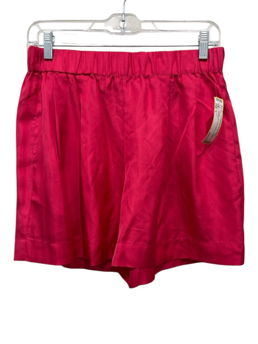 Asceno Size S Hot pink Silk Elastic Waist Pockets Shorts Hot pink / S