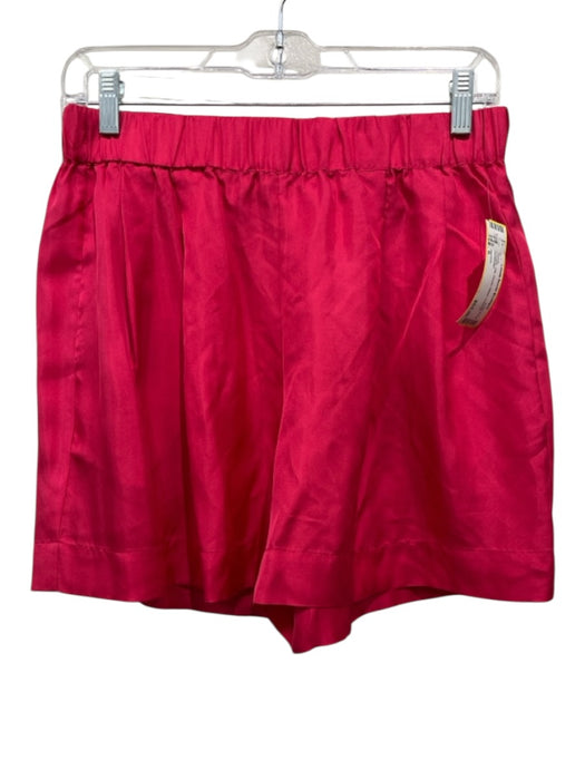 Asceno Size S Hot pink Silk Elastic Waist Pockets Shorts Hot pink / S