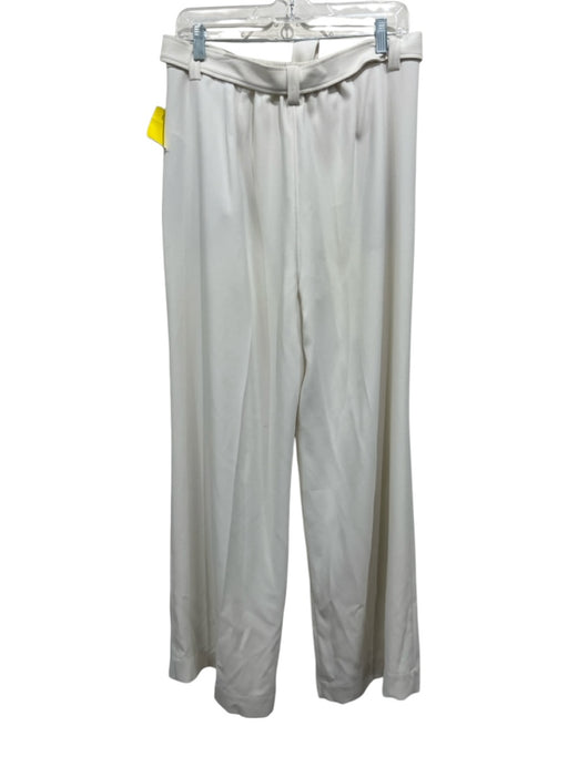 Brochu Walker Size L White Polyester Zip Fly Pleated Wide Leg Trouser Pants White / L