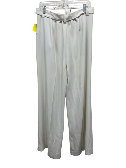 Brochu Walker Size L White Polyester Zip Fly Pleated Wide Leg Trouser Pants White / L