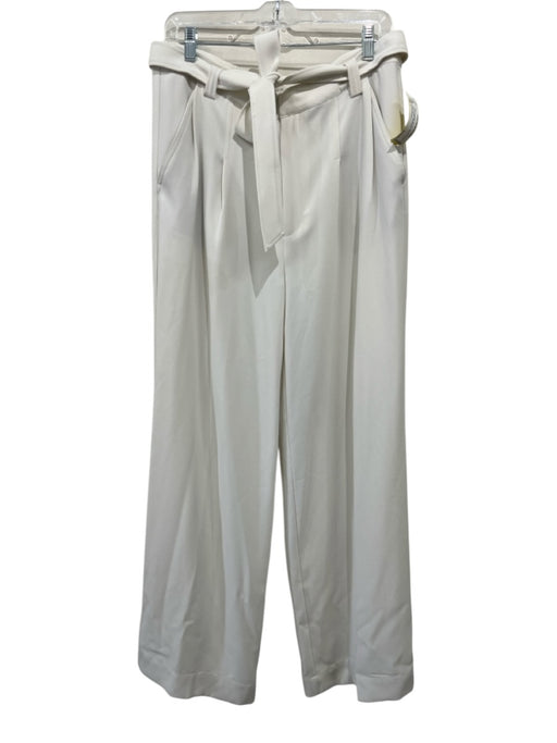Brochu Walker Size L White Polyester Zip Fly Pleated Wide Leg Trouser Pants White / L