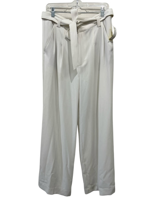 Brochu Walker Size L White Polyester Zip Fly Pleated Wide Leg Trouser Pants White / L