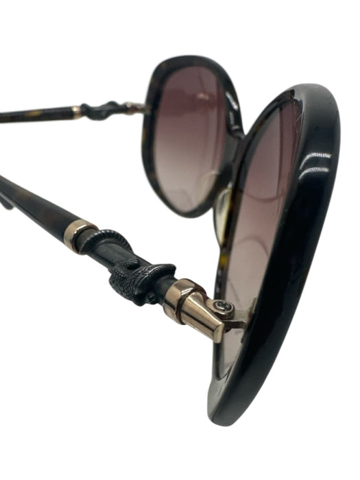 Kieselstein-Cord Dark Brown Acetate Cat Eye Oversize Metal detail Sunglasses Dark Brown