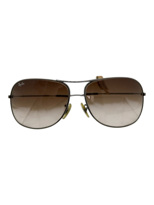 Ray Ban Brown Metal Gunmetal Hardware Gradient Lens Aviator Sunglasses Brown