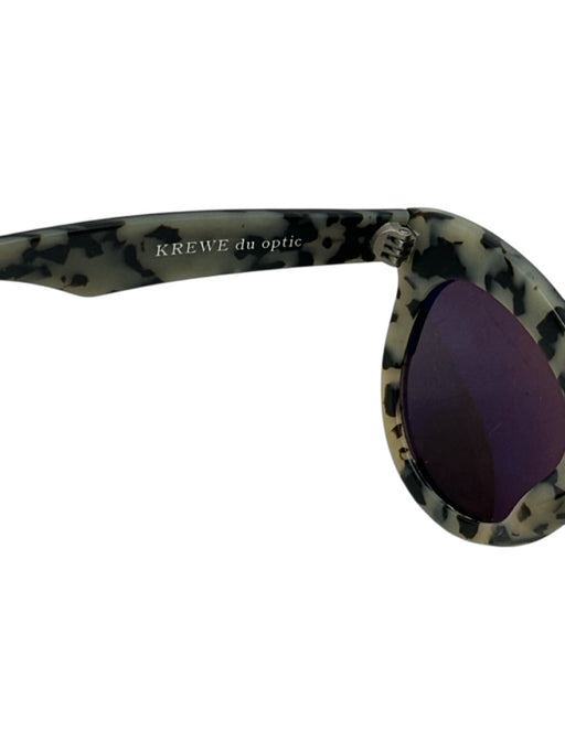 Krewe Black & Beige Acetate round Cat Eye Tortoise Detail Sunglasses Black & Beige