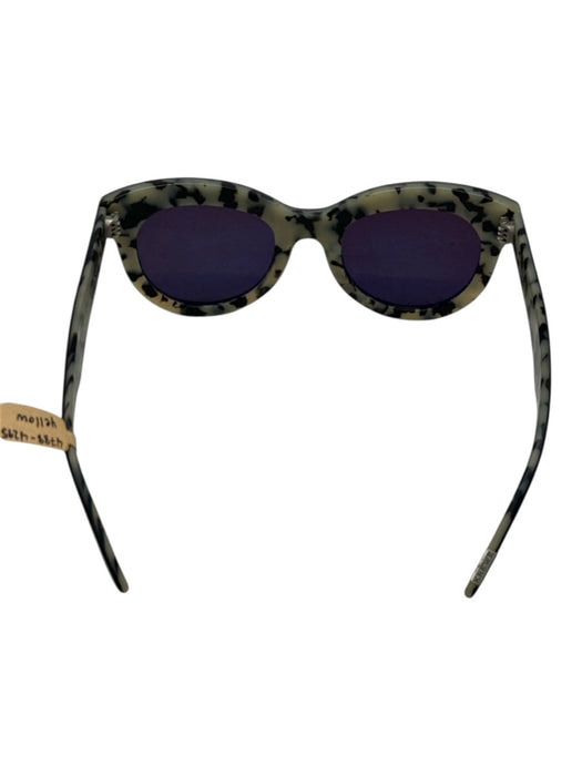 Krewe Black & Beige Acetate round Cat Eye Tortoise Detail Sunglasses Black & Beige