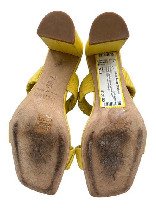 Staud Shoe Size 36.5 Yellow Leather Scrunch Detail Mule 2 Strand Sandals Yellow / 36.5
