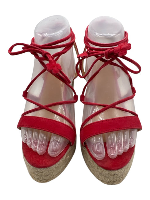 Castaner Shoe Size 38 Red & Beige Suede Ankle Tie Espadrille Strappy Wedges Red & Beige / 38