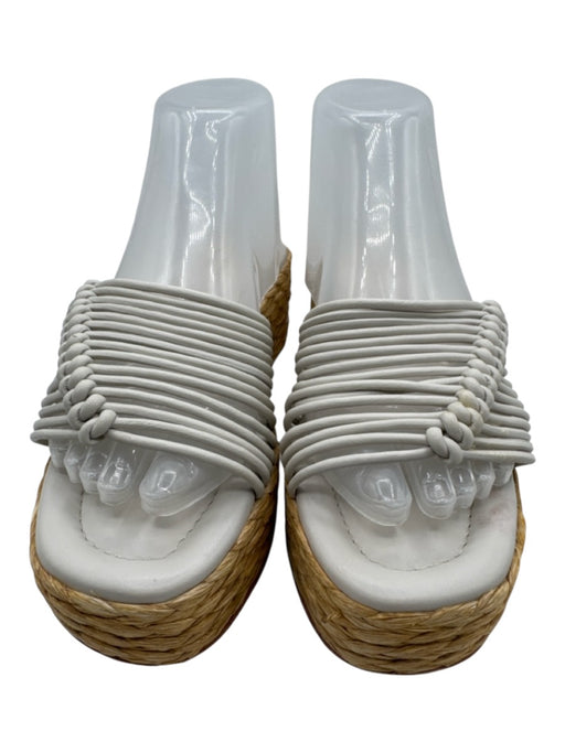 Paloma Barcelo Shoe Size 39 Light Gray & Beige Leather Strappy Mule Sandals Light Gray & Beige / 39