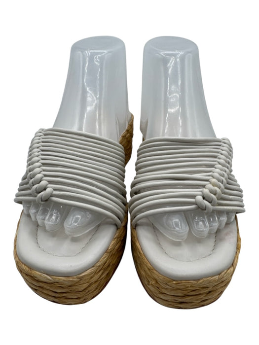 Paloma Barcelo Shoe Size 39 Light Gray & Beige Leather Strappy Mule Sandals Light Gray & Beige / 39