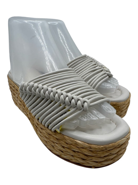 Paloma Barcelo Shoe Size 39 Light Gray & Beige Leather Strappy Mule Sandals Light Gray & Beige / 39