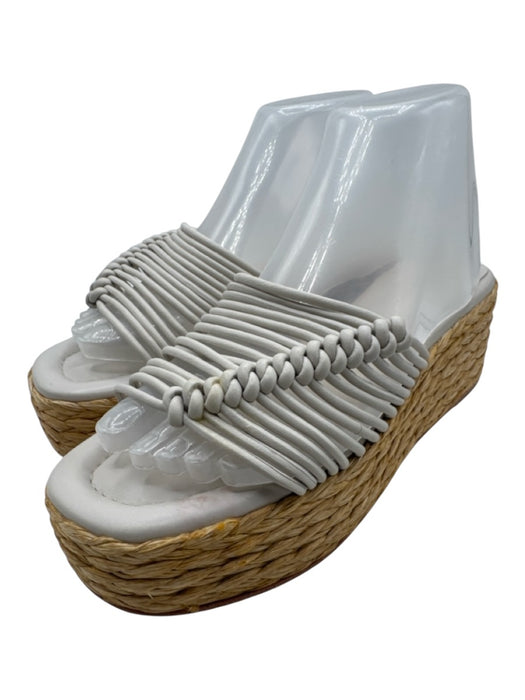 Paloma Barcelo Shoe Size 39 Light Gray & Beige Leather Strappy Mule Sandals Light Gray & Beige / 39