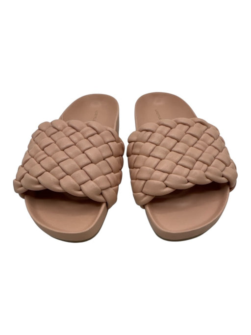 Loeffler Randall Shoe Size 6 Light Pink Leather Basket Weave Peep Toe Sandals Light Pink / 6