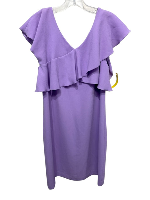 Trina Turk Size 6 Lavender Purple Polyester Seersucker Ruffle Cap Sleeve Dress Lavender Purple / 6