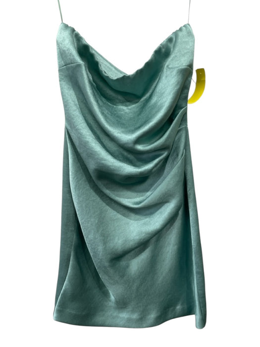 Bec & Bridge Size 2 Seafoam Green Polyester Satin Strapless Gathered Sides Dress Seafoam Green / 2
