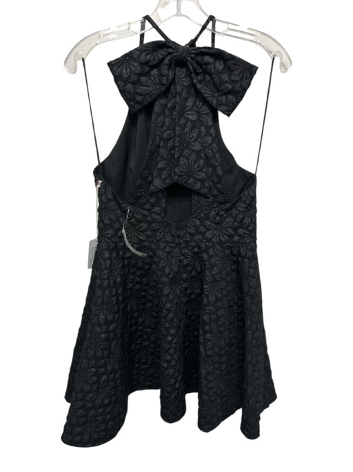 Saylor Size M Black Polyester Sleeveless Floral Pattern Bow Detail Mini Dress Black / M
