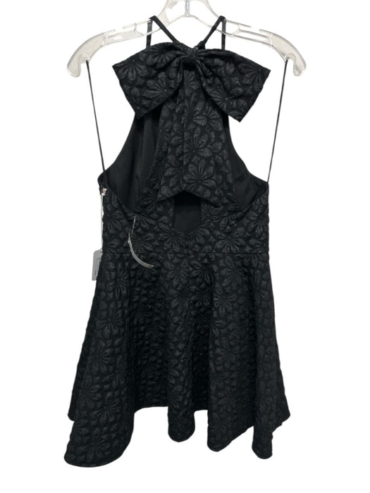 Saylor Size M Black Polyester Sleeveless Floral Pattern Bow Detail Mini Dress Black / M
