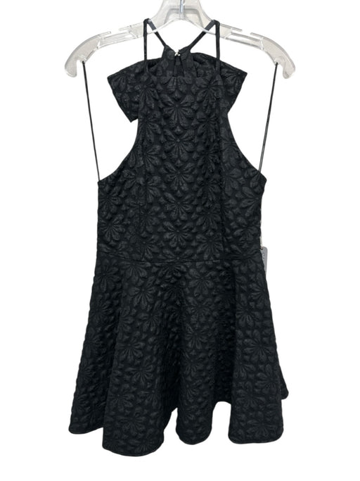 Saylor Size M Black Polyester Sleeveless Floral Pattern Bow Detail Mini Dress Black / M