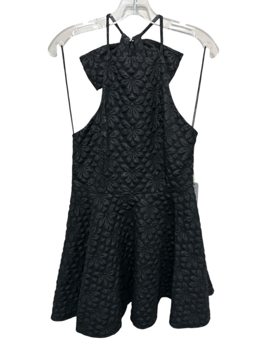 Saylor Size M Black Polyester Sleeveless Floral Pattern Bow Detail Mini Dress Black / M