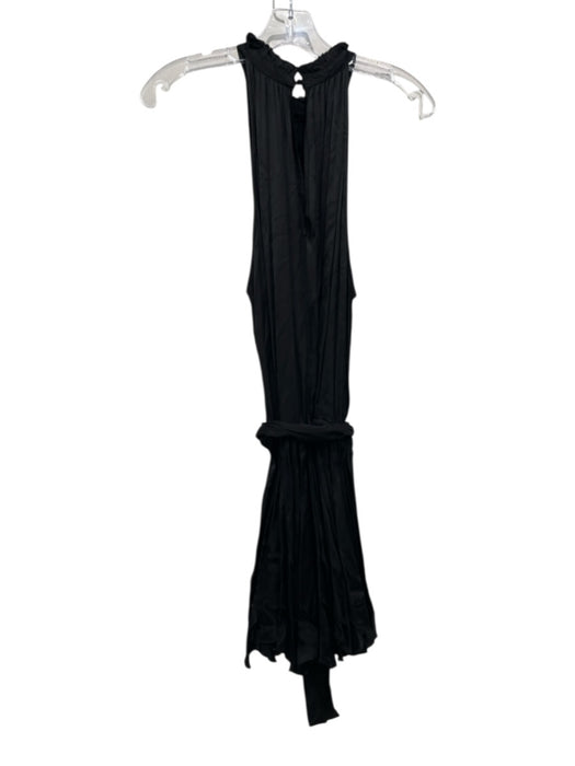 Poupette St. Barth Size M Black Viscose Satin Sleeveless Halter Neck Mini Dress Black / M
