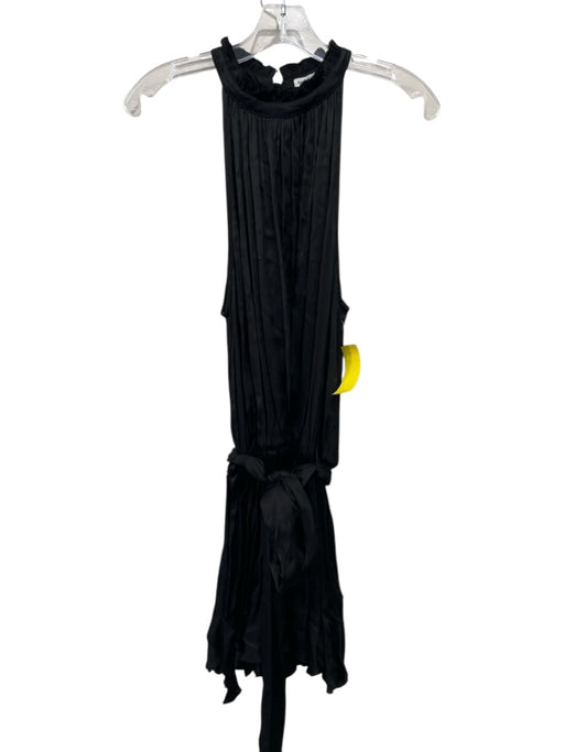 Poupette St. Barth Size M Black Viscose Satin Sleeveless Halter Neck Mini Dress Black / M