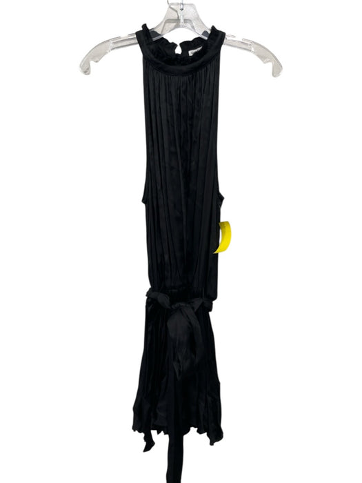 Poupette St. Barth Size M Black Viscose Satin Sleeveless Halter Neck Mini Dress Black / M
